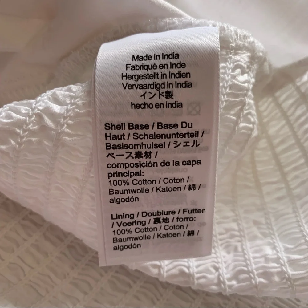 J Crew Size 10 White Cropped Fitted Puff Sleeve Blouse Top  Smocked Back NWT - Picture 11 of 17